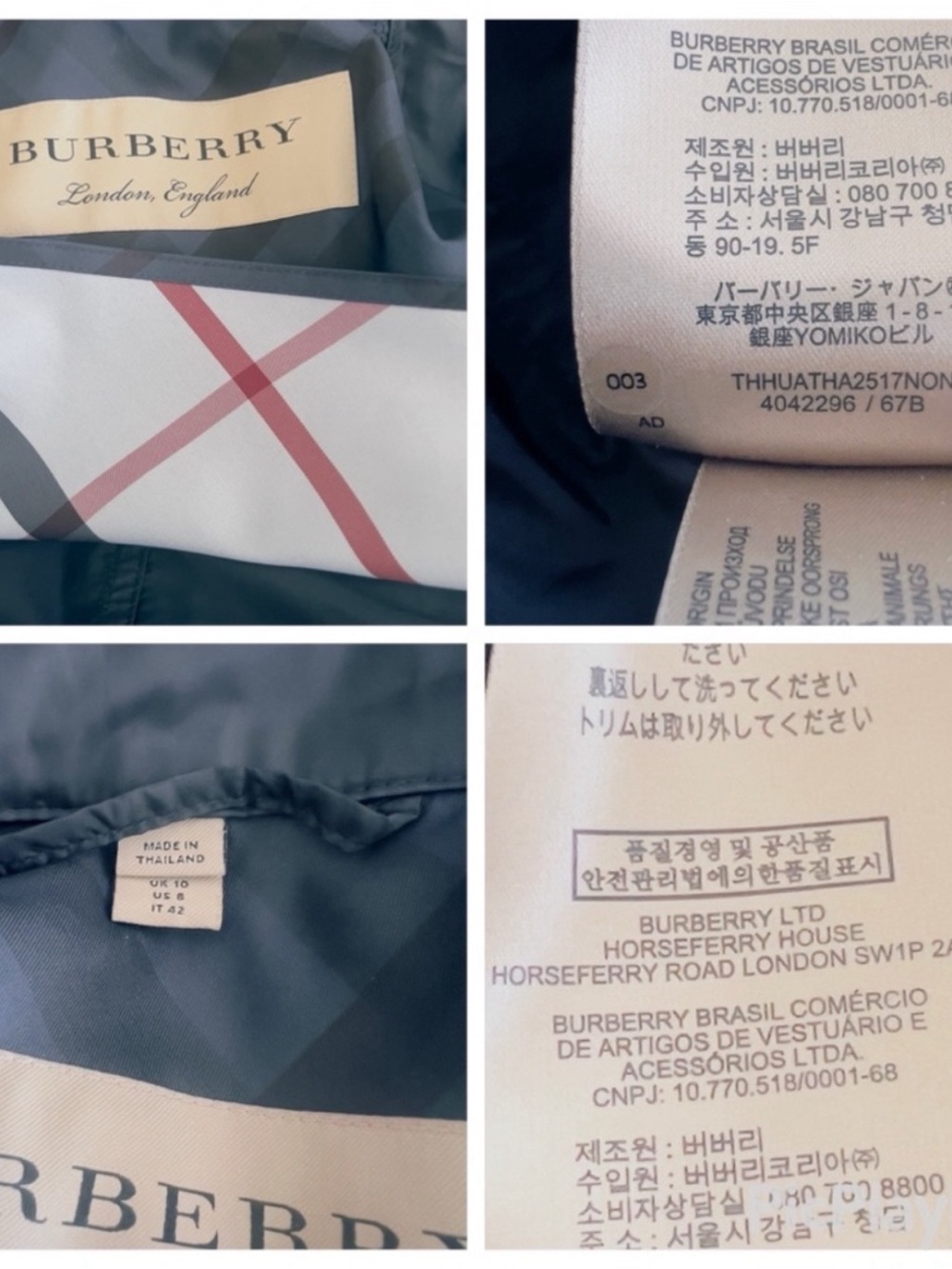 Burberry Classic Double Breasted Trench Raincoat Iconic Navy Polyamide SZ 4 - Picture 8 of 14